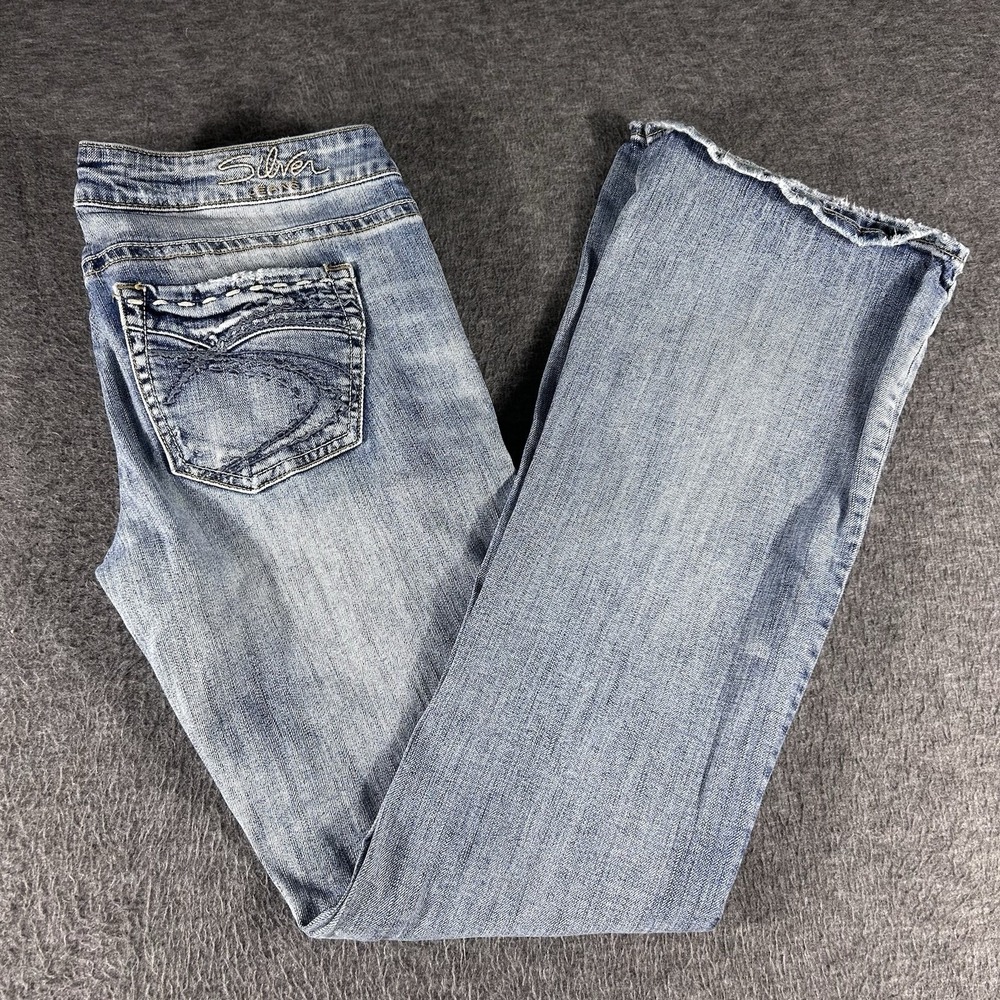 Silver Jeans Womens 30x32 Aiko Low Rise Light Wash WHISKERING Bootcut Cowboy
